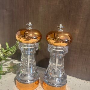 Clear Salt & Pepper Mills with Copper Accents